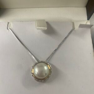 NWT Jeffrey David Designs Sterling Silver And 14K Gold Pearl Necklace